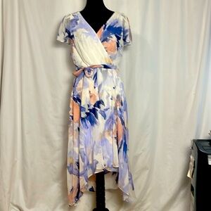 NWT DKNY Hi-Low sheer illusion wrap dress size 10